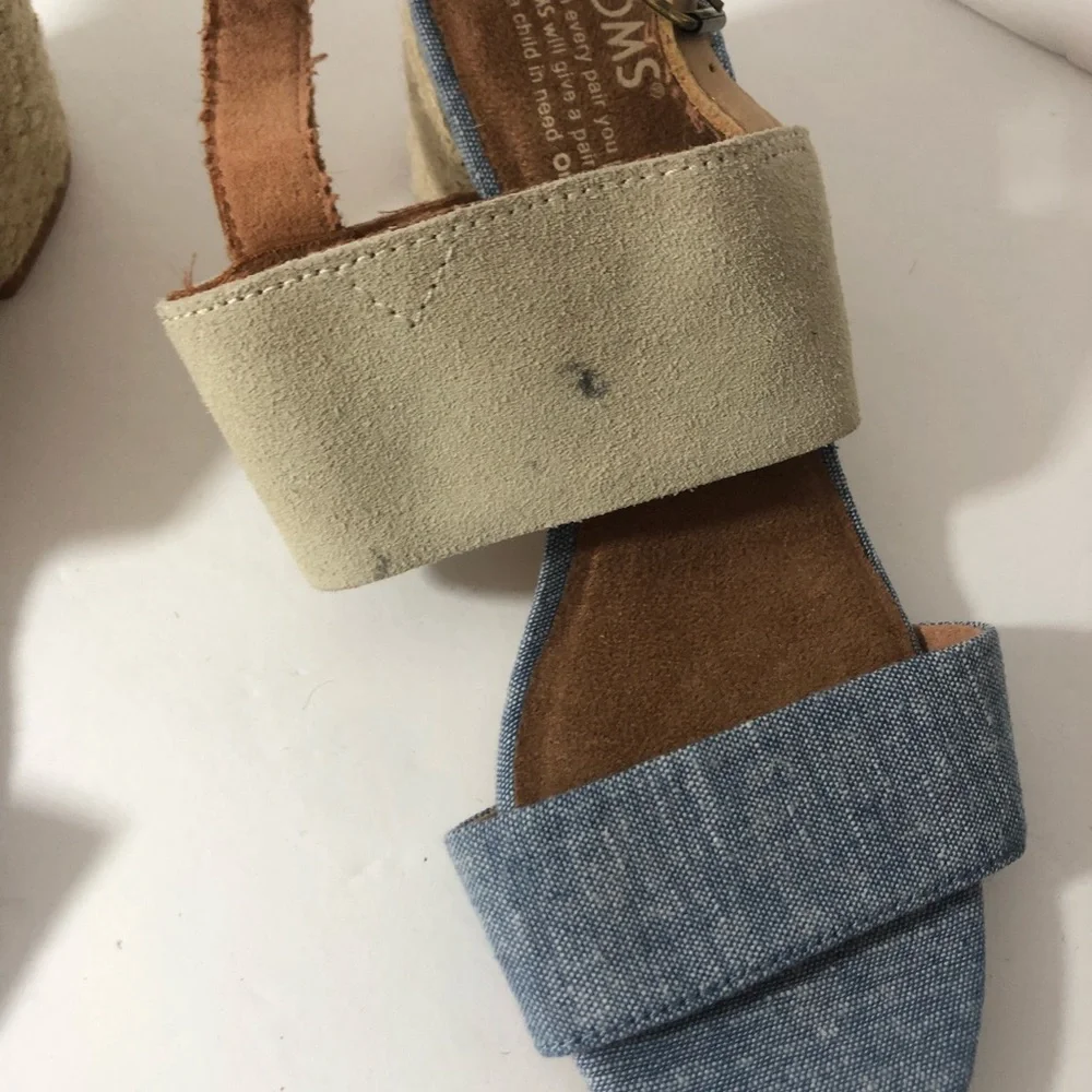 Toms Poppy Birch Suede Blue Slingback Sandal - Picture 8 of 8